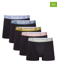 Reebok Bokserki (5 par) "Acton" w kolorze czarnym rozmiar: L. Czarne bokserki Reebok, l, bez wzorów. Za 99.95 zł.