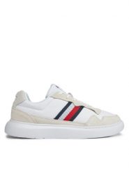 Tommy Hilfiger Sneakersy Light Cupsole Lth Mix Stripes FM0FM04889 Biały. Białe buty sportowe casual Tommy Hilfiger, bez wzorów, z materiału, bez zapięcia. Za 409.99 zł.