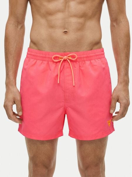 Guess Szorty kąpielowe F6GT25 WG282 SHORT Różowy Regular Fit. Czerwone kąpielówki Guess, m, z aplikacjami, z syntetyku. Za 219.99 zł.
