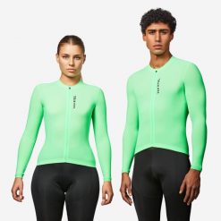 Koszulka rowerowa szosowa Van Rysel RCR 2 UV długi rekaw. Zielone bluzy VAN RYSEL, s, bez wzorów, z elastanu, bez kaptura. Za 269.99 zł.