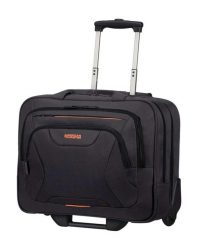 Walizka podróżna American Tourister AT Work. Czarne walizki American Tourister, bez wzorów, z materiału. Za 489.99 zł.
