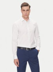 Calvin Klein Koszula LV019EU029 Biały Slim Fit. Białe koszule CALVIN KLEIN, m, bez wzorów, z bawełny, bez kołnierzyka, bez ramiączek. Za 399.99 zł.