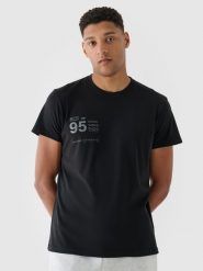 4F T-shirt regular z nadrukiem męski - czarny XL. Czarne t-shirty 4F, m, bez wzorów, z bawełny, bez kołnierzyka, bez ramiączek. W wyprzedaży za 39.99 zł.