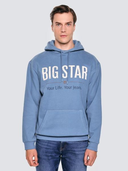 Bluza męska z kapturem z logo BIG STAR niebieska Ashlyno 402. Niebieskie bluzy BIG STAR, l, bez wzorów, z dzianiny, z kapturem. W wyprzedaży za 229.99 zł.