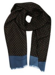 Szalik V.FRAAS, Czarno-Niebieski w Kropki, Groszki, Elegancki, Przejściowy, Męski, Cienki. Niebieskie szaliki V. Fraas, bez wzorów, z materiału. Za 49.00 zł.