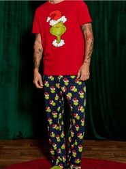 Piżama dwuczęściowa Grinch - czerwony. Czerwone piżamy Sinsay, l, bez wzorów, bez ramiączek. Za 59.99 zł.
