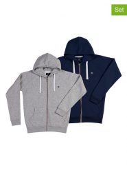 The Time of Bocha Bluzy ( 2 szt.) w kolorze szarym i granatowym rozmiar: XXL. Niebieskie swetry rozpinane The Time of Bocha, xxl, bez wzorów, z bawełny, bez kołnierzyka, bez ramiączek. Za 192.33 zł.