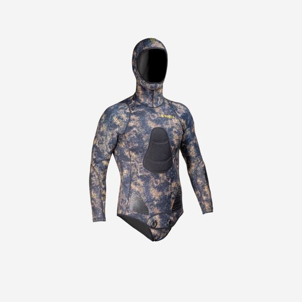 Kurtka do łowiectwa podwodnego męska Subea SPF 540 camo PAD z neoprenu 5 mm. Zielone kurtki SUBEA, m, bez wzorów, z neoprenu, bez kaptura. Za 399.99 zł.
