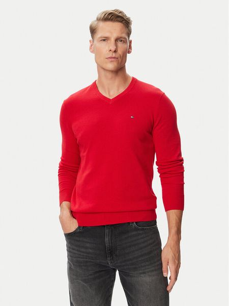 Tommy Hilfiger Sweter Essential MW0MW14745 Czerwony Regular Fit. Czerwone swetry rozpinane Tommy Hilfiger, m, bez wzorów, z bawełny, bez kołnierzyka, bez ramiączek. Za 409.99 zł.
