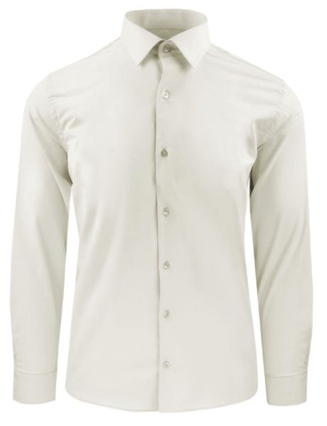 Elegancka Koszula Męska - Victorio - Kolor Kości Słoniowej (Ecru). Białe koszule Victorio, m, bez wzorów, z bawełny, bez kołnierzyka, bez ramiączek. Za 139.00 zł.