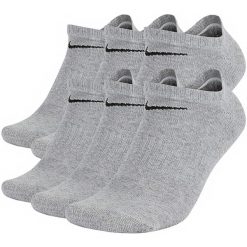 Skarpetki treningowe Nike Everyday Cushioned 6pack SX7675-064 niskie. Szare buty treningowe Nike, bez wzorów, na fitness i siłownię. Za 74.90 zł.