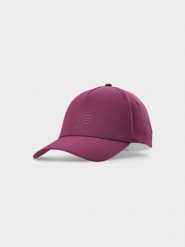 4F Czapka z daszkiem strapback męska - czerwona M. Czerwone czapki z daszkiem 4F, na lato, z aplikacjami, z syntetyku. W wyprzedaży za 39.99 zł.