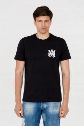 AMIRI T-shirt męski czarny z logo na plecach. Czarne t-shirty Amiri, m, bez wzorów, bez kołnierzyka, bez ramiączek. W wyprzedaży za 999.99 zł.