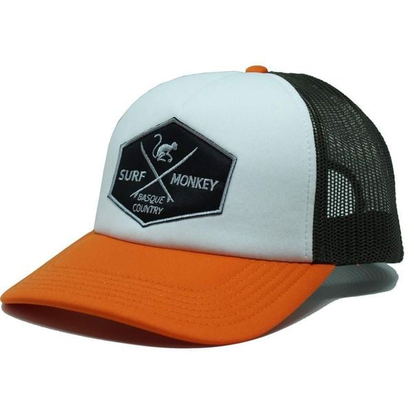 Czapka Trucker - Wyściełana / Rozmiar uniwersalny (Pomarańczowy/Biały). Brązowe czapki z daszkiem SURF MONKEY, z aplikacjami, z materiału. Za 159.95 zł.