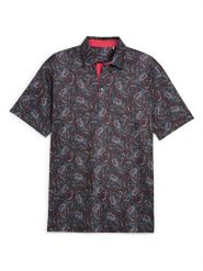 Puma Koszulka polo "Cloudspun Paisley" w kolorze antracytowym rozmiar: S. Czarne koszulki polo Puma, s, bez wzorów, bez kołnierzyka, bez ramiączek. Za 70.41 zł.