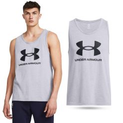 Koszulka męska tank top UNDER ARMOUR 1382883 bez rękawów. Szare bezrękawniki Under Armour, l, bez wzorów, bez kołnierzyka, bez ramiączek. Za 69.99 zł.