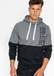 Bluza z kapturem slim fit. Czarne bluzy z kapturem bonprix, l, bez wzorów, z kapturem. Za 109.99 zł.