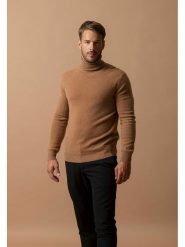 Perfect Cashmere Kaszmirowy sweter "Trevor" w kolorze jasnobrązowym rozmiar: XL. Brązowe golfy Perfect Cashmere, xl, bez wzorów, z kaszmiru, bez ramiączek. Za 265.39 zł.