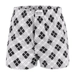 Bokserki Luźne, Majtki z Rozporkiem na Guziki, Męskie - Pako Jeans - Czarno-Biały Wzór. Białe bokserki Pako Jeans, l, bez wzorów, z bawełny. Za 33.00 zł.