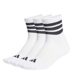 Skarpety 3 Stripes Cushioned Sportswear Mid Cut Socks 3 Pair Pack. Białe skarpety Adidas, bez wzorów. Za 59.95 zł.