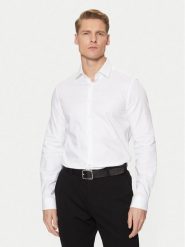 Calvin Klein Koszula K10K113851 Biały Slim Fit. Białe koszule CALVIN KLEIN, m, bez wzorów, z bawełny, bez kołnierzyka, bez ramiączek. Za 239.99 zł.