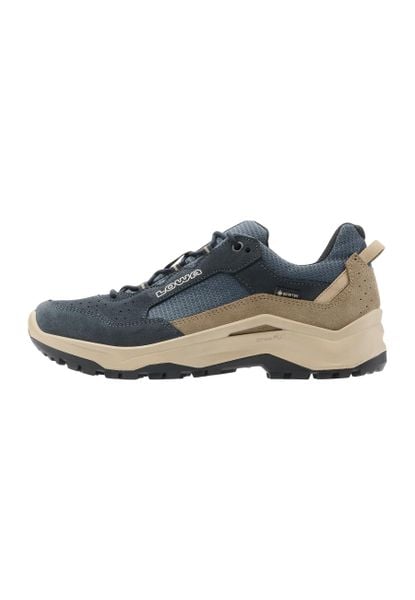 Półbuty LOWA VENTIERRA GTX LO. Niebieskie eleganckie półbuty Lowa, bez wzorów, z gore-texu, bez obcasa, bez zapięcia. Za 781.35 zł.