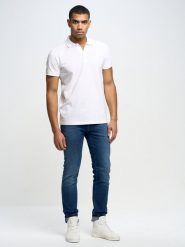 Koszulka męska polo biała Markolinos 101. Białe koszulki polo sportowe BIG STAR, l, bez wzorów, z jeansu, bez kołnierzyka, bez ramiączek. Za 139.99 zł.
