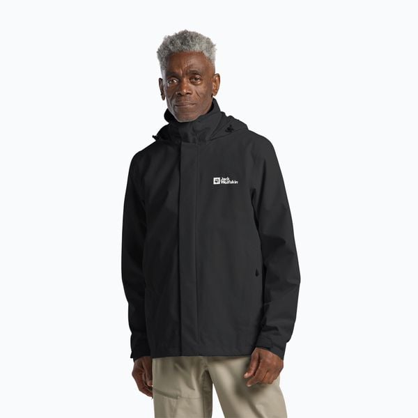 Kurtka przeciwdeszczowa męska Jack Wolfskin Trailtime 2L. Czarne kurtki Jack Wolfskin, l, bez wzorów, z materiału, bez kaptura. Za 449.99 zł.