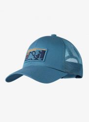 Czapka z daszkiem Buff Explore Trucker Cap - nidus blue L-XL. Niebieskie czapki z daszkiem Buff, bez wzorów, z bawełny. Za 139.99 zł.