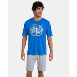 Piżama męska rozm. L P241318 krótki rękaw 158 Blue. Niebieskie piżamy Massana Homewear, l, bez wzorów, z bawełny, bez ramiączek. Za 234.00 zł.