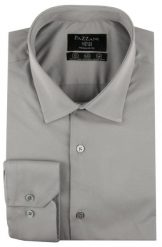 Jednokolorowa, Bawełniana Koszula o Prostym Kroju - Ciemnoszara. Szare koszule Pazzani, bez wzorów, z bawełny, bez kołnierzyka, bez ramiączek. Za 169.00 zł.