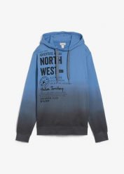 Bluza z kapturem z czystej bawełny. Niebieskie bluzy bonprix, m, bez wzorów, z bawełny, z kapturem. Za 149.99 zł.