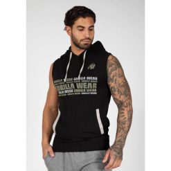 Koszulka bez rękawów z kapturem Gorilla Wear Melbourne. Czarne bezrękawniki GORILLA WEAR, bez wzorów, bez kołnierzyka, bez ramiączek. Za 210.50 zł.