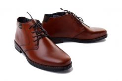 RIEKER 10301-24 brown, botki męskie. Brązowe botki sznurowane Rieker, na zimę, bez wzorów, bez obcasa, bez zapięcia. Za 275.94 zł.