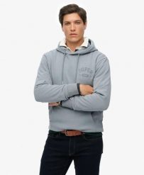Superdry Bluza Athletic Essentials luźny krój – Flint Stone Blue Grey. Niebieskie bluzy z kapturem Superdry, xl, bez wzorów, z bawełny. Za 324.80 zł.