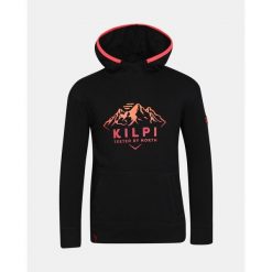 Felpa con cappuccio in cotone da ragazza Kilpi NORTHEN-JG. Czarne swetry nierozpinane Kilpi, bez wzorów, bez kołnierzyka, bez ramiączek. Za 267.13 zł.