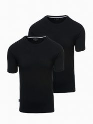 Zestaw męskich t-shirtów z okrągłym dekoltem - czarna V5 Z101 - XXL. Czarne t-shirty Ombre Clothing, l, bez wzorów, z bawełny, bez kołnierzyka, bez ramiączek. W wyprzedaży za 89.99 zł.