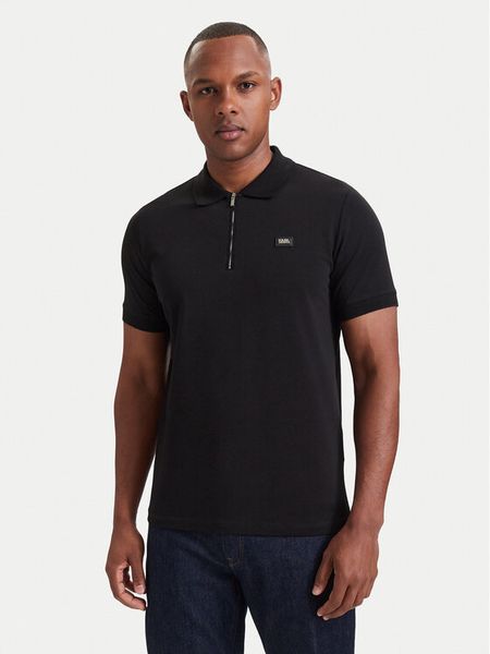 KARL LAGERFELD Polo 745015 564235 Czarny Regular Fit. Czarne koszulki polo KARL LAGERFELD, l, bez wzorów, z bawełny, bez kołnierzyka, bez ramiączek. Za 419.99 zł.
