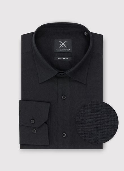 PAKO LORENTE – Czarna koszula z lnu i bawełny. Czarne koszule Pako Lorente, na lato, m, bez wzorów, z bawełny, bez kołnierzyka, bez ramiączek. Za 119.99 zł.