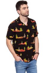 KOSZULA WRANGLER SS RESORT SHIRT BLACK W5907TI01 112129666. Czarne koszule Wrangler, m, bez wzorów, bez kołnierzyka, bez ramiączek. W wyprzedaży za 69.99 zł.