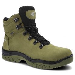 Zielone Trekkingi 4F Męskie Sportowe Buty Zimowe. Zielone trekkingi 4F, bez wzorów, z nubiku, bez zapięcia. Za 349.00 zł.