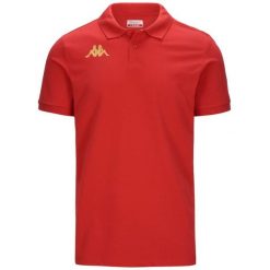 Polo Kappa Gastio. Czerwone koszulki polo sportowe Kappa, m, bez wzorów, bez kołnierzyka, bez ramiączek, do piłki nożnej. Za 189.00 zł.