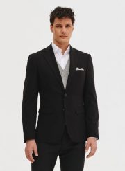 PAKO LORENTE - Czarna marynarka męska. Czarne garnitury Pako Lorente, na co dzień, m, bez wzorów, z elastanu. Za 299.99 zł.