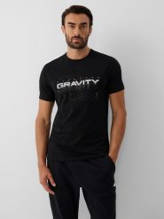 4F T-shirt slim z nadrukiem męski - czarny M. Czarne t-shirty 4F, bez wzorów, z bawełny, bez ramiączek. Za 69.99 zł.