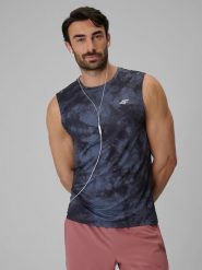 4F Koszulka treningowa regular szybkoschnąca męska - czarna L. Czarne t-shirty 4F, l, bez wzorów, z materiału, bez kołnierzyka, bez ramiączek. Za 99.99 zł.