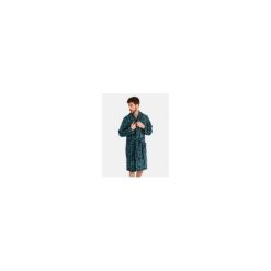Szlafrok męski polarowy L746307- L długi zielony jodełka. Zielone szlafroki Massana Homewear, l, bez wzorów, z polaru, bez ramiączek, długie, bez kaptura. Za 334.00 zł.