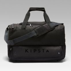 Torba sportowa Kipsta Hardcase 45 L. Czarne torby na ramię Decathlon, bez wzorów, z gumy, na ramię, duże, bez dodatków. Za 89.99 zł.