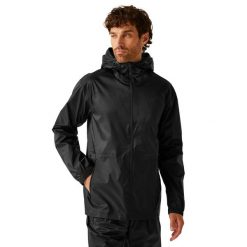 Kurtka Męska Łatwe Pakowanie. Czarne kurtki Regatta, m, bez wzorów, z materiału, z kapturem. Za 133.99 zł.