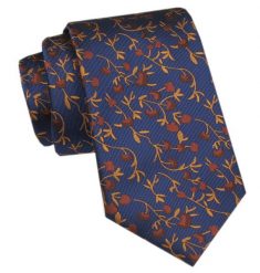 Elegancki Krawat Męski Angelo di Monti - Ciemnoniebieski, Motyw Kwiatowy. Niebieskie krawaty i muchy Angelo di Monti, bez wzorów, z tkaniny. Za 45.00 zł.