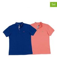 The Time of Bocha Koszulki polo (2 szt.) w kolorze niebieskim i łososiowym rozmiar: XL. Niebieskie koszulki polo The Time of Bocha, xl, bez wzorów, z bawełny, bez kołnierzyka, bez ramiączek. Za 165.99 zł.